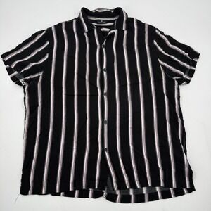 LEVEL TEN Mens Black White Pink Stripe Short Sleeve Button Up Shirt Size S‎